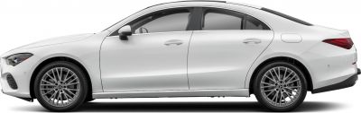 Side profile of a sleek sedan with multi-spoke alloy wheels