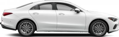 Sleek sedan side view with aerodynamic shape and multi-spoke alloy wheels