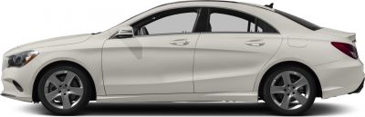 Side view of a luxury coupe with sleek body lines and alloy wheels