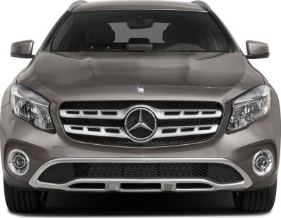 Front grille and headlights of modern SUV with fog lights and sporty design