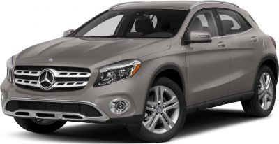 Front view with modern headlights and grille of compact SUV