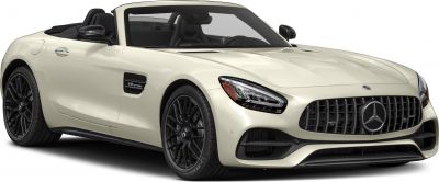 Front grille, sleek headlights, V8 Biturbo badge, sporty convertible roadster