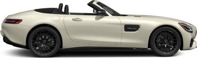 Convertible roadster with black alloy wheels and aerodynamic side profile