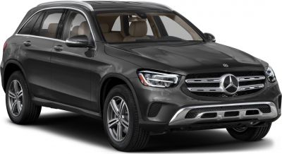 Front angled view of SUV with LED headlights and chrome grille