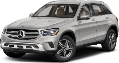 Front and side view of a silver SUV with LED headlights and detailed grille