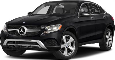 Front angle view of black SUV coupe with grille and alloy wheels