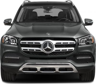 Front grille and LED headlights of luxury SUV