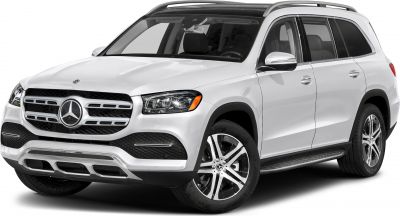 Front-side view of white luxury SUV with distinctive grille and alloy wheels