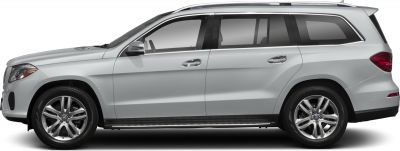Side profile of a luxury SUV with chrome wheels and roof rails