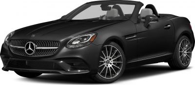 Front-angle view of a sporty convertible with distinctive alloy wheels.