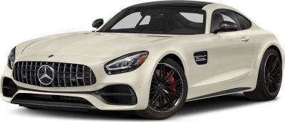 Luxury coupe front and side with vertical grille and black wheels