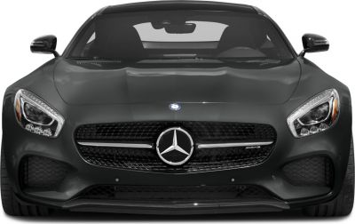 Front view with aggressive headlights and large grille