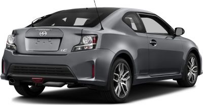 Rear view of compact coupe with LED taillights and sporty rear bumper