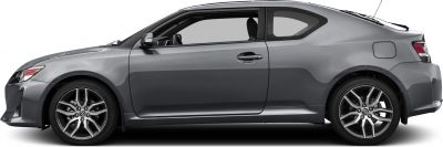 Side profile of a sporty compact 2-door coupe with alloy wheels