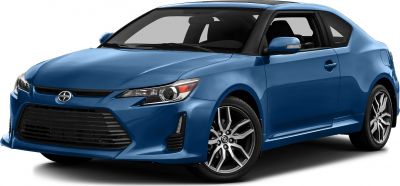 Compact sporty coupe with aggressive front grille and alloy wheels