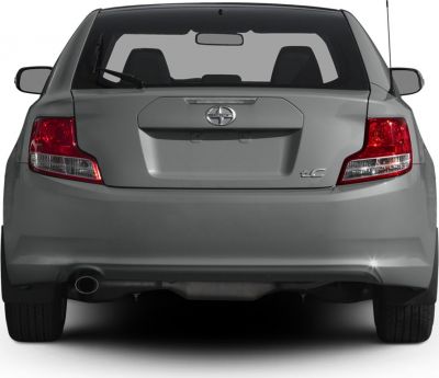 Rear view of hatchback with distinctive taillights and centered logo