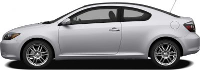 Side view of a compact two-door coupe with alloy wheels