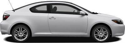 Side profile of a sleek coupe with alloy wheels and tinted windows