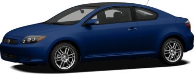Blue compact coupe with alloy wheels side profile
