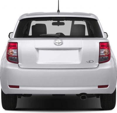 Rear hatchback view with tail lights and rear window wiper