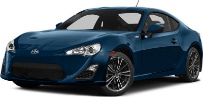 Front three-quarter view of blue sports coupe with alloy wheels and sleek headlights