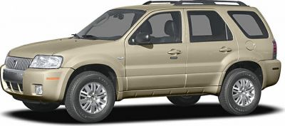 Side profile of a beige mid-size SUV with a roof rack