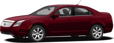 Side view of red sedan with alloy wheels and smooth body lines