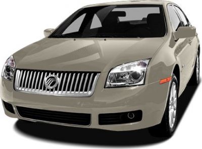 Front view of sedan with chrome grille and headlights