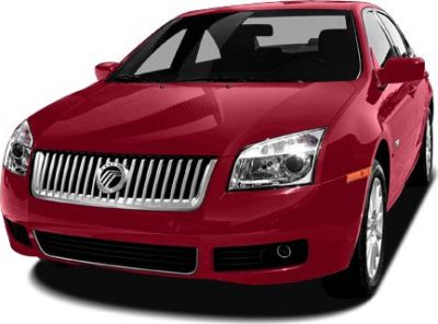 Front view with chrome grille and headlights