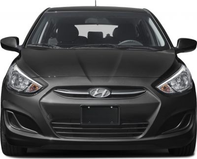 Black hatchback front with headlights and grille