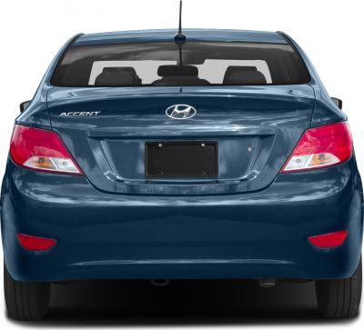 Rear view of compact vehicle with distinctive taillights and smooth hatchback design