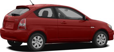 Two-door compact hatchback side and rear profile view
