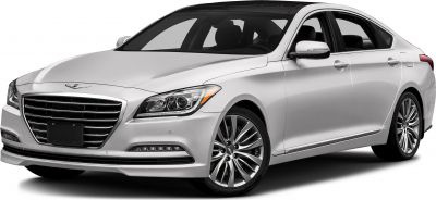 Luxury sedan with sleek front grille and stylish alloy wheels.