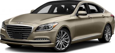 Luxury sedan front view with LED headlights and distinctive grille