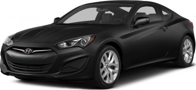 Front and side view of a black sports coupe with distinctive headlights and alloy wheels