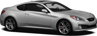 Silver two-door coupe with aerodynamic body and sporty alloy wheels