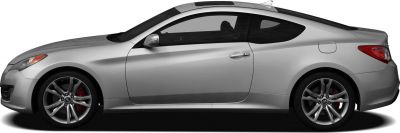 Sporty coupe side profile with alloy wheels and red brake calipers