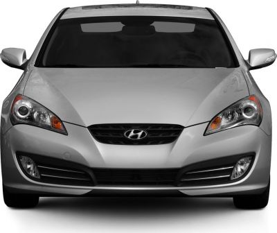 Front view with grille and headlights of a sport coupe