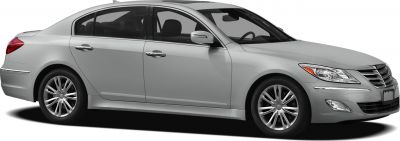 Side profile of a sedan with alloy wheels and chrome trim