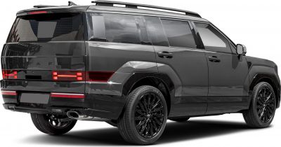 Rear and side profile with distinctive tail lights and black alloy wheels.