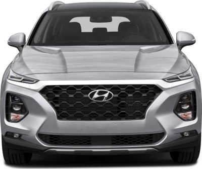 Front view with hexagonal grille and split headlights