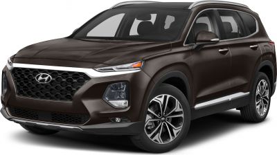 Front and side view of brown SUV with distinctive grille and alloy wheels