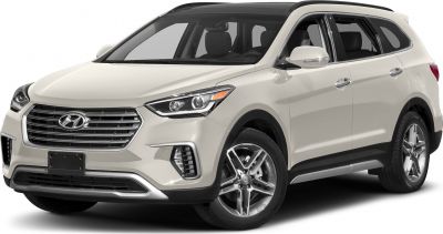 Front and side view of white SUV with prominent grille and alloy wheels