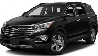 Front-side view of black SUV with prominent grille and headlights