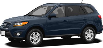 Front-side view of blue mid-size SUV with alloy wheels and tinted windows
