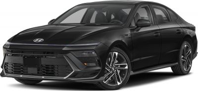 Aggressive front grille, LED headlights, sporty alloy wheels, aerodynamic sedan body