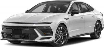 Front fascia with sleek headlights and sporty alloy wheels