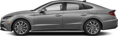 Side profile of mid-size sedan with aerodynamic body and alloy wheels