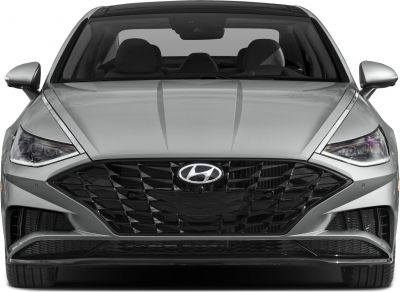 Modern front grille with sharp LED headlights and sleek hood lines