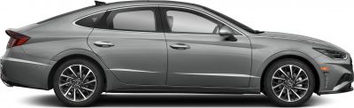 Side view of sleek modern sedan with aerodynamic design and alloy wheels